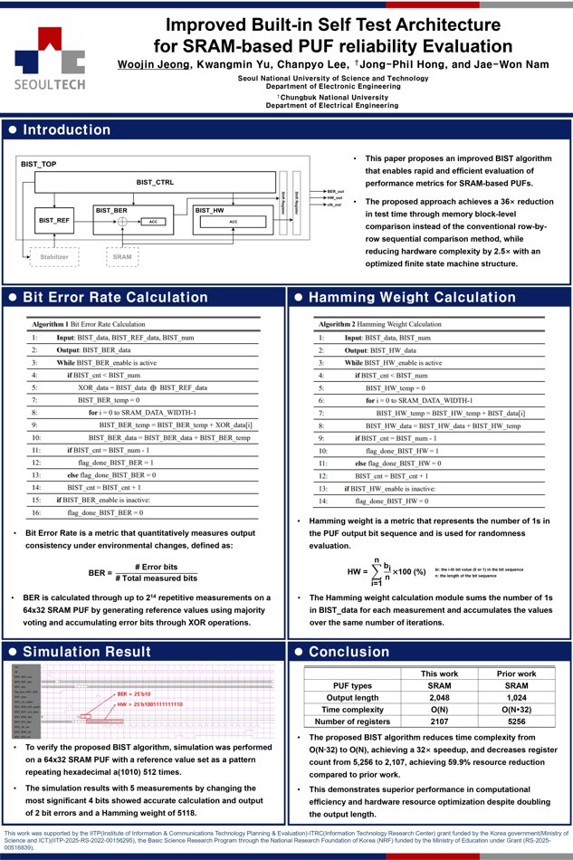 Research poster: Improved Built-in Self-Test Architecture for SRAM-Based PUF Reliability Evaluation